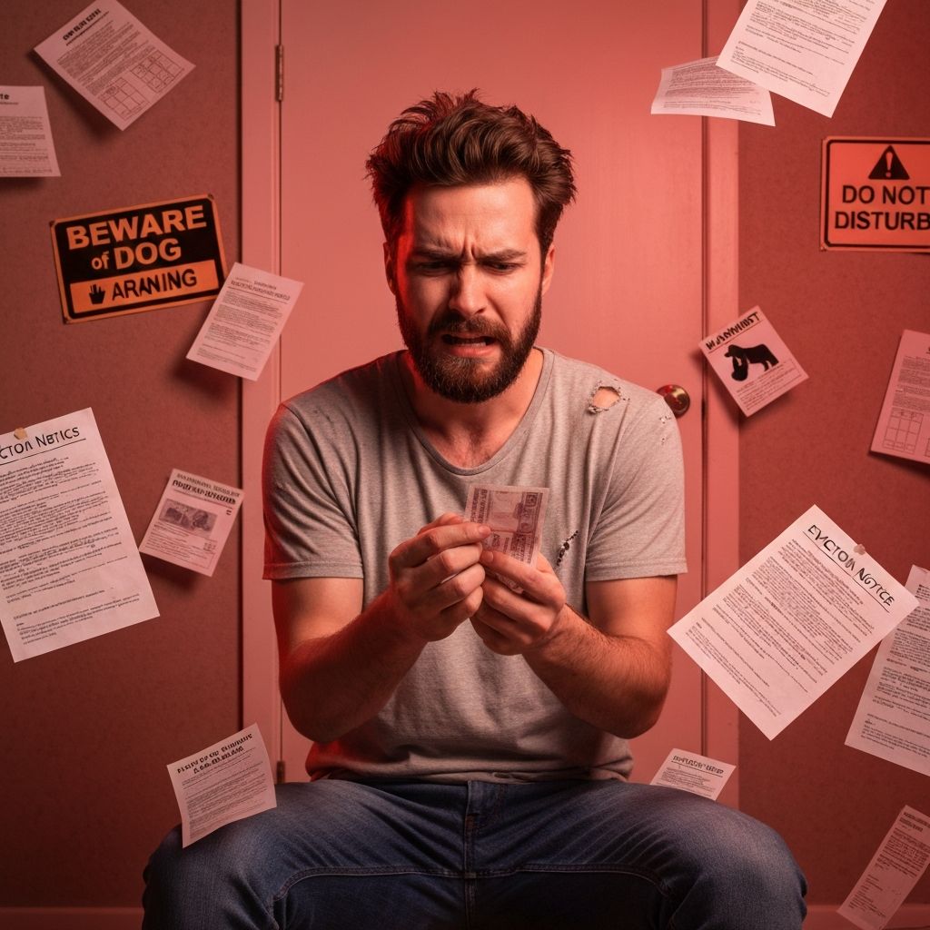 Frustrated person dealing with rental problems