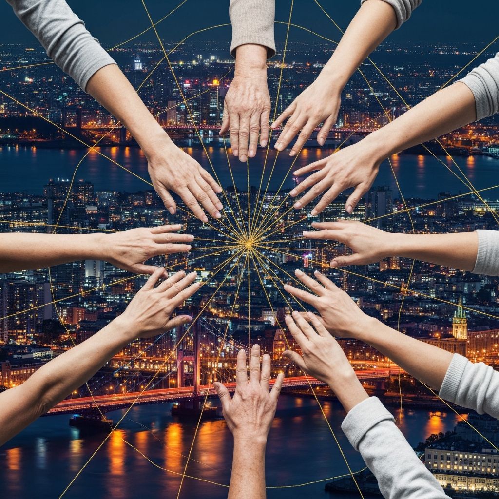 Interconnected network showing human connection and trust
